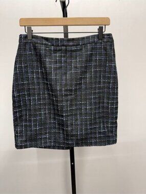 Ann Taylor LOFT Blue Plaid Tweed Mini Skirt